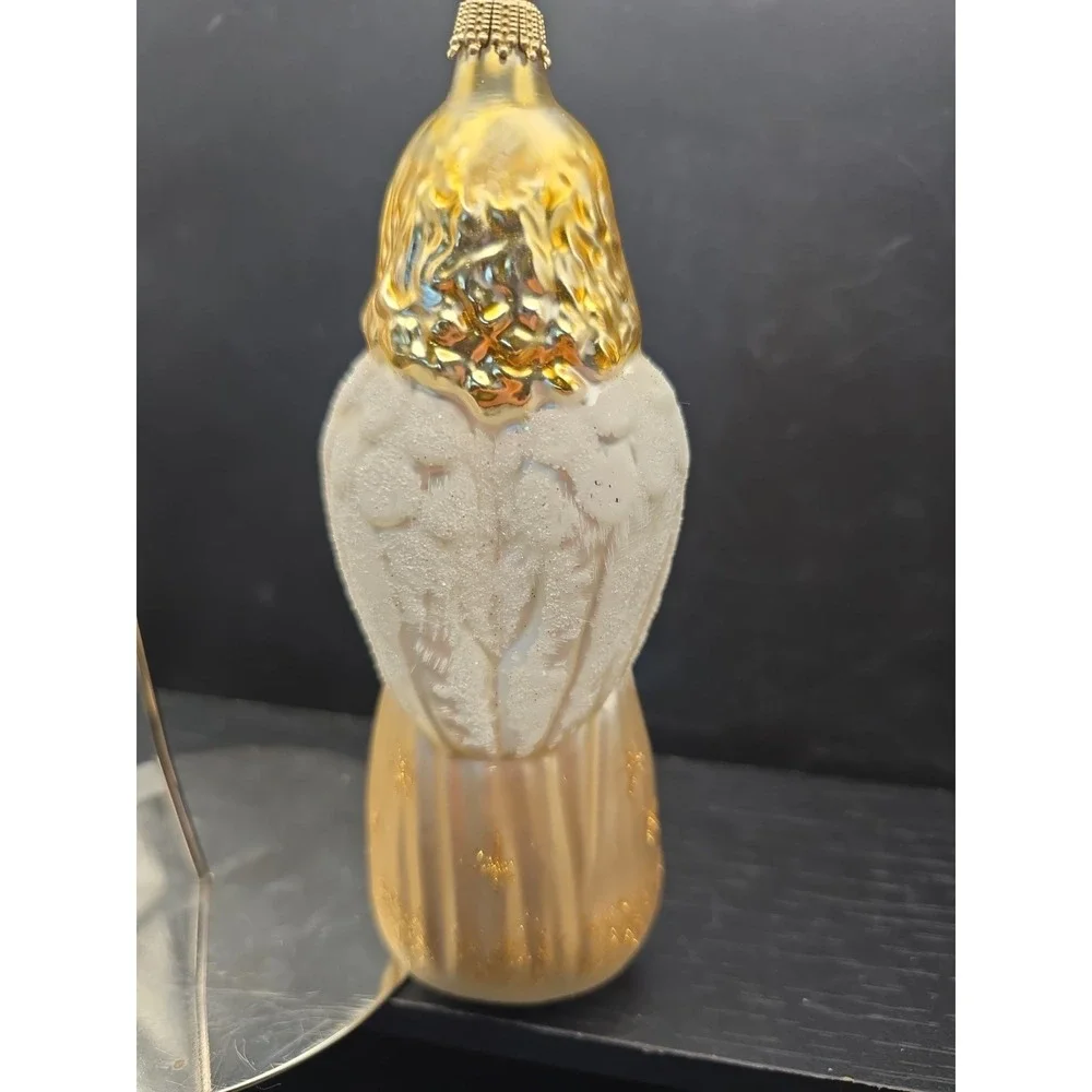 Vintage Krebs Gold Angel Christmas Ornament Gold Glitter Blonde Hair Mica 6.5